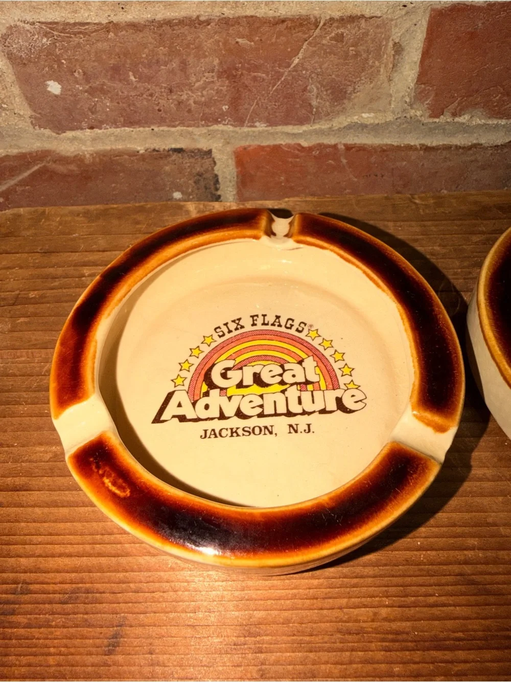 Six Flags Great Adventure Ceramic Ashtrays - Vintage Logo Limited 80s 90s Retro